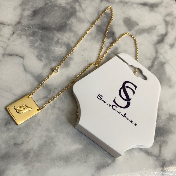 Savvy Cie Jewelry - NEW Savvy Cie Jewels Gold Vermeil Chain J Script Initial Pendant Necklace